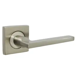 UNO Door Handle Satin Nickel Modern Lever on Square Rose Internal Handles + 64mm Latch & Hinges