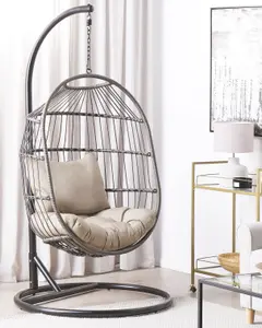 Hanging Chair with Stand ALBA PE Rattan Black