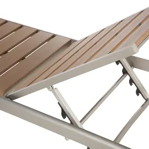 Sun Lounger Metal Light Wood NARDO