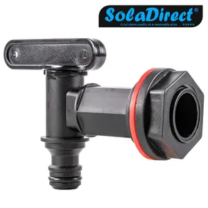 3/4" BSPM Faucet Tap with Valve for Buckets Water Tank Butt Bucket Garden (Black, Big)