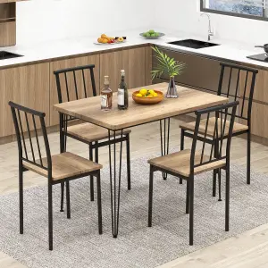 Costway 5-Piece Dining Table Set Kitchen Table 4 Chairs Set with Metal Frame