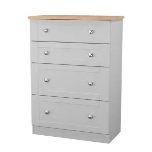 Sussex Ready assembled Grey & oak 4 Drawer Chest (H)1074mm (W)765mm (D)415mm