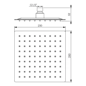 Hommix Rubineta OLO Square Stainless Steel Shower Head