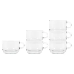 LAV Cozy Stacking Glass Coffee Cups - 270ml - Pack of 6