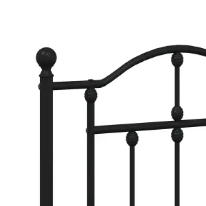 Berkfield Metal Bed Frame with Headboard Black 160x200 cm