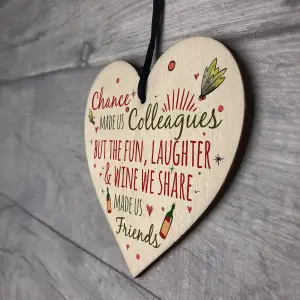 Red Ocean Colleagues Fun, Laughter  Wine Novelty Wooden Hanging Heart Leaving Gift Plaque Novelty Joke Sign