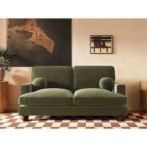 Solace+Co Addison 2 Seater Velvet Sofa - Khaki Green