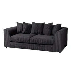 Lennox Black Jumbo Cord Sofa 3 Seater