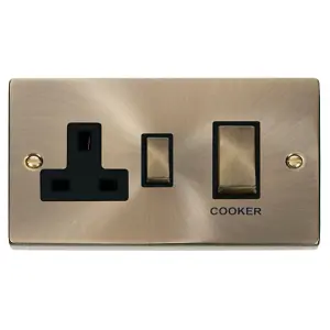 Click Scolmore Cooker Switch Switched Socket 45A 13A Antique Brass - VPAB504BK