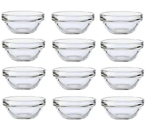 12 Glass Dip Bowls Luminarc Sauce Condiment Stacking Serving Dishes 6cm x 3cm