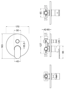 Current Concealed Round Manual Valve with Multi Function Slide Rail Kit, Arm & Head Shower Bundle - Chrome - Balterley