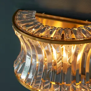 Luminosa Vittoria Wall Lamp Warm Brass Plate, Crystal And Clear Glass