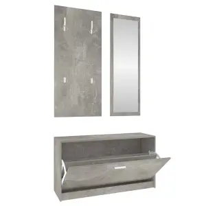 Berkfield 3-in-1 Shoe Cabinet Set Concrete Grey Engineered Wood