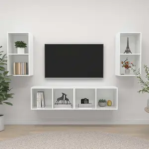 Berkfield Wall-mounted TV Cabinets 4 pcs High Gloss White Engineered Wood