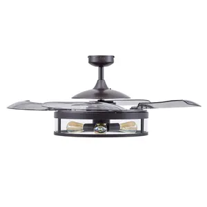 122 Cm Ceiling Fan Adilene With Remote Control Black with Transparent Blades