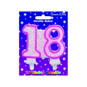 Simon Elvin 18th Birthday Candles (Pack of 6) Pink/White (One Size)