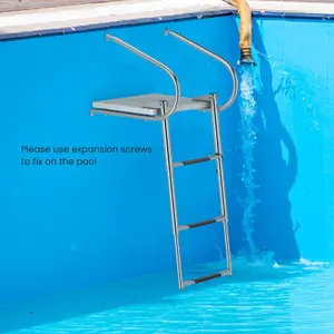 Costway 3-step Telescoping Boat Ladder Folding Dock Ladder Swimming Pool Ladder