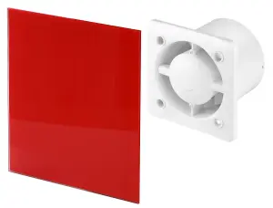 Awenta 100mm Humidity Sensor Extractor Fan Shiny Red Glass Front Panel TRAX Wall Ceiling Ventilation