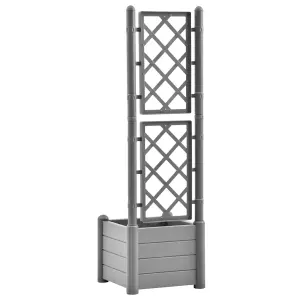 Berkfield Garden Planter with Trellis 43x43x142 cm PP Stone Grey