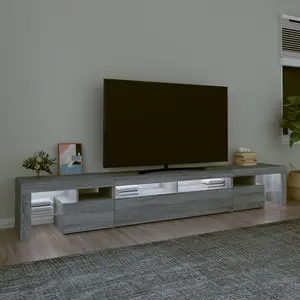 Berkfield TV Cabinet with LED Lights Grey Sonoma 260x36.5x40 cm