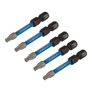 Draper Expert TX-STAR Impact Screwdriver Bits, T20 x 50mm, 1/4" Hex (Pack of 5) 05652