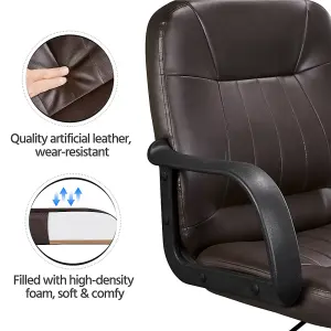 Yaheetech Adjustable Faux Leather Office Chair with wheels and Armrests - Brown