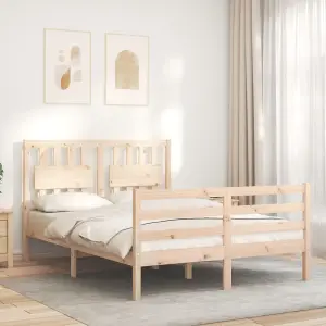 Berkfield Bed Frame with Headboard Small Double Solid Wood