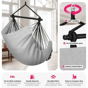 Hanging Chair Malika, Boho Style, Load Capacity 150kg - grey