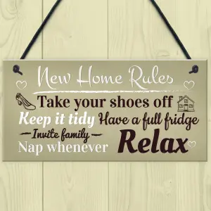 Red Ocean New House Rules Novelty Wall Plaque Shabby Chic Home Decor Kitchen Sign Friendship Gift