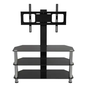 AVF Black Glass 90cm TV stand with TV Mounting Column