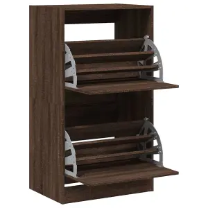 Berkfield Shoe Cabinet with 2 Flip-Drawers Brown Oak 60x42x108 cm