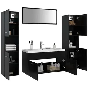 Berkfield Bathroom Furniture Set Black Engineered Wood