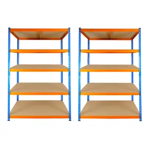 2 Bays of 5 Tier Extra Heavy Duty Storage Racking 1800h x 1200w x 600d mm 300kg