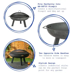 Harbour Housewares - Cast Iron Garden Fire Pit BBQ - 75cm - Grey