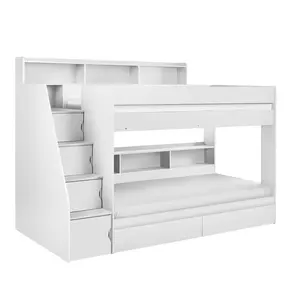 Caleb Single (3') Standard Bunk Bed with Shelves White