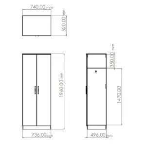 San Jose Ready assembled Contemporary Black Tall Double Wardrobe (H)1960mm (W)740mm (D)520mm