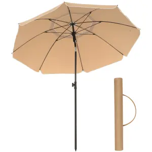 2 m Parasol Beach Umbrella UPF 50+ Sun Protection Octagonal Tilt Mechanism