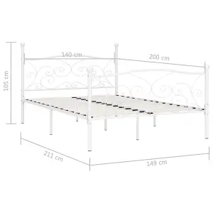 Berkfield Bed Frame with Slatted Base White Metal 140x200 cm