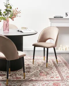 Set of 2 Dining Chairs MAGALIA Velvet Taupe