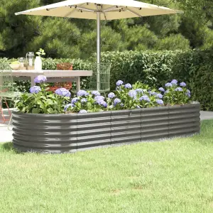 Berkfield Garden Planter Powder-coated Steel 224x80x36 cm Grey