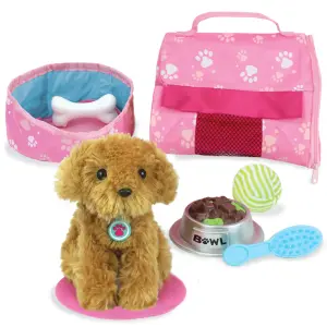 Sophia's by Teamson Kids Plush Puppy with Carrier and Accessories for 18" Dolls