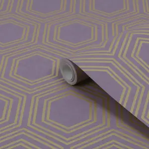 Next Honeycomb Geo Mauve Smooth Wallpaper