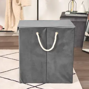 Large Collapsible Laundry Basket Hamper Washing Clothes Storage Bin Matte Velvet