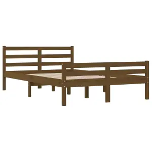 Berkfield Bed Frame Honey Brown Solid Wood 120x190 cm Small Double