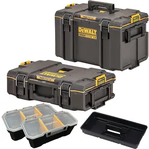 Dewalt Tough System 2.0 DS400 + DS166 Stackable Toolbox Case + 2 Organisers