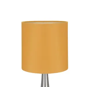 GoodHome Painswick Cylinder Satin Yellow Nickel effect Table lamp