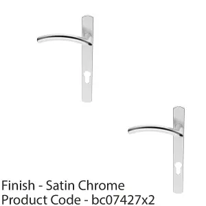 2 PACK - Multi-Point Locking Door Handle EURO PROFILE Slim Arched Satin Chrome LEFT HAND