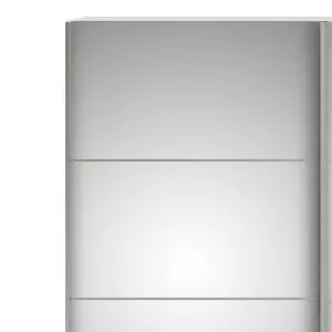 Verona Sliding Wardrobe 180cm in White with Mirror Doors with 2 Shelves