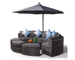 Monaco Luxury Large Rattan Garden Sofa Set - Grey