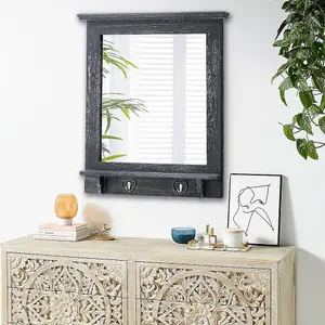 Wall Mounted Grey Wooden Framed Decorative Framed Mirror W 620mm x H 700mm